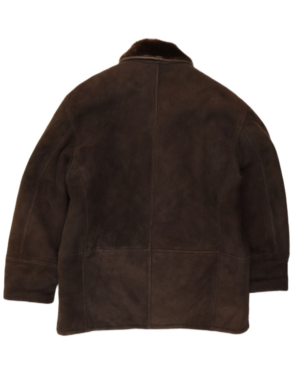 Giacca in shearling vintage da uomo UK 42 XL Shearling marrone