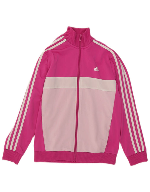 Giacca superiore della tuta da ragazza Adidas 11-12 anni Rosa Colourblock