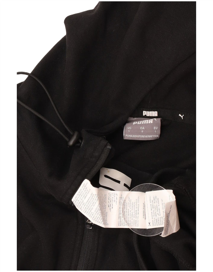Felpa con cappuccio da uomo Puma con zip e collo, grande, in cotone nero
