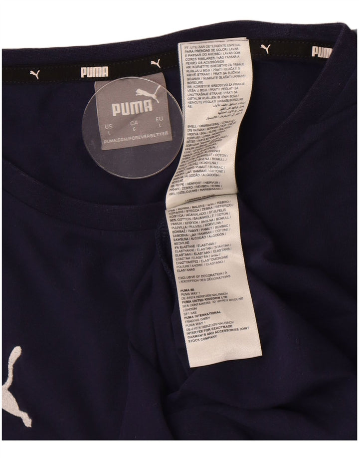 T-shirt da uomo Puma Top Large in cotone blu navy