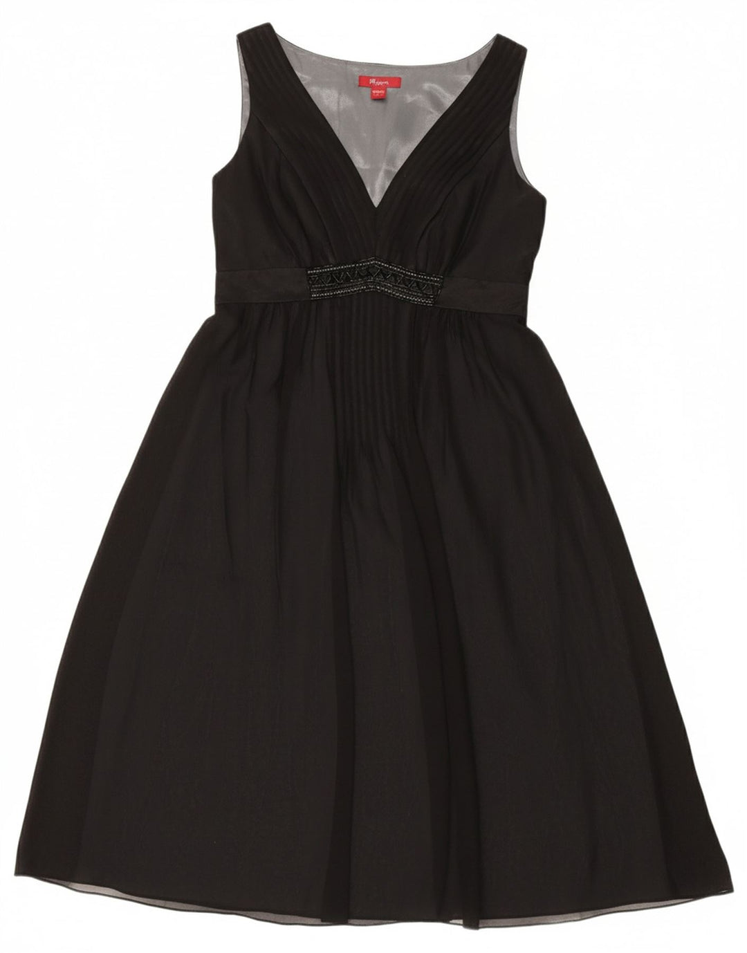 MONSOON Womens Sleeveless A-Line Dress UK 12 Medium Black Silk