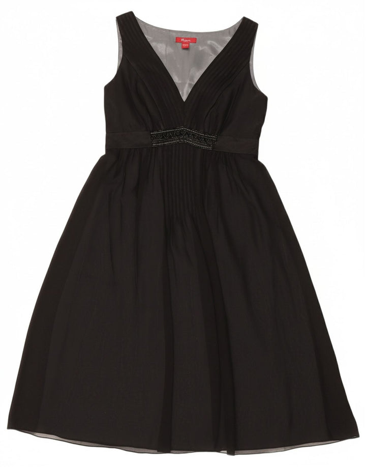 MONSOON Womens Sleeveless A-Line Dress UK 12 Medium Black Silk