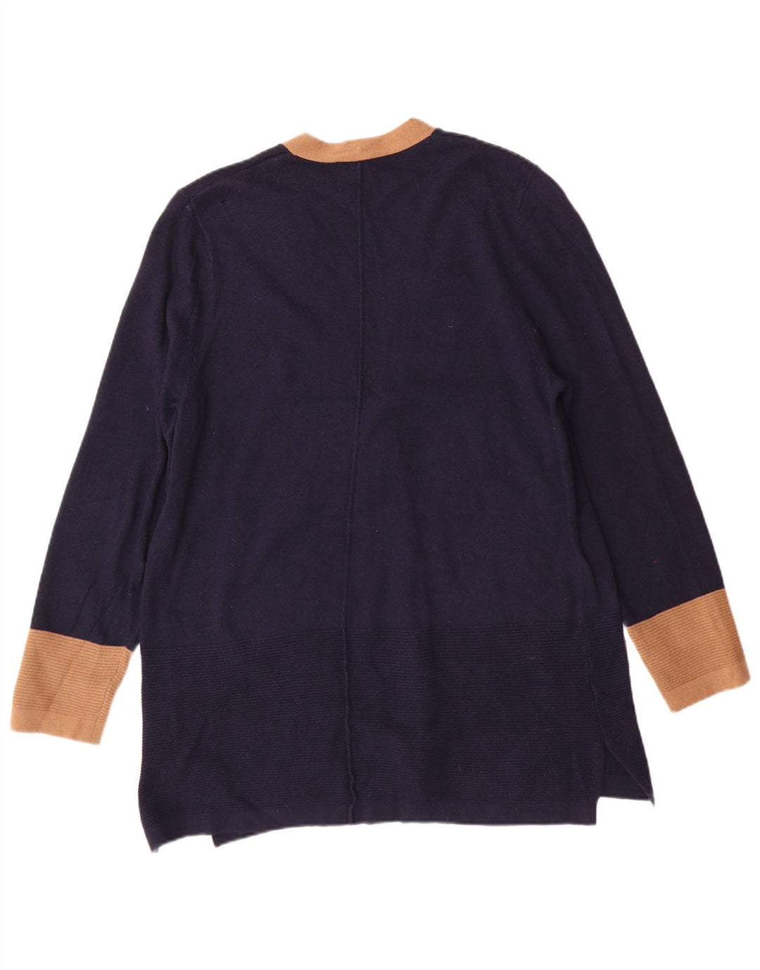Maglione cardigan da donna Laura Ashley UK 14 grande cotone blu navy