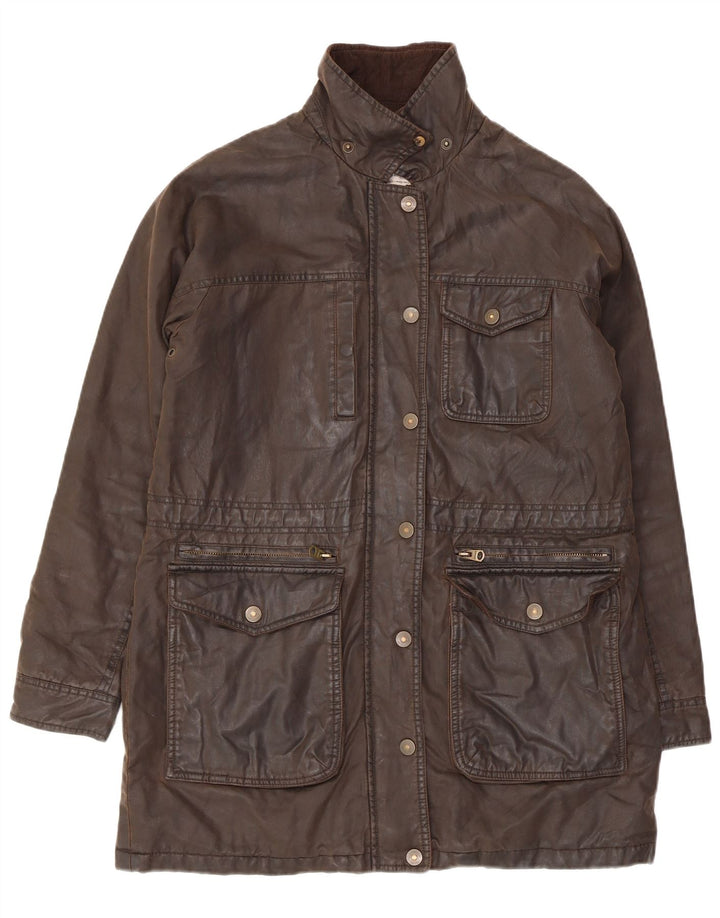 FAT FACE Giacca oversize in cotone cerato da donna UK 10 Piccolo cotone marrone