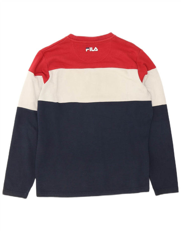 Fila Felpa grafica da uomo Maglione piccolo in cotone color block multicolore