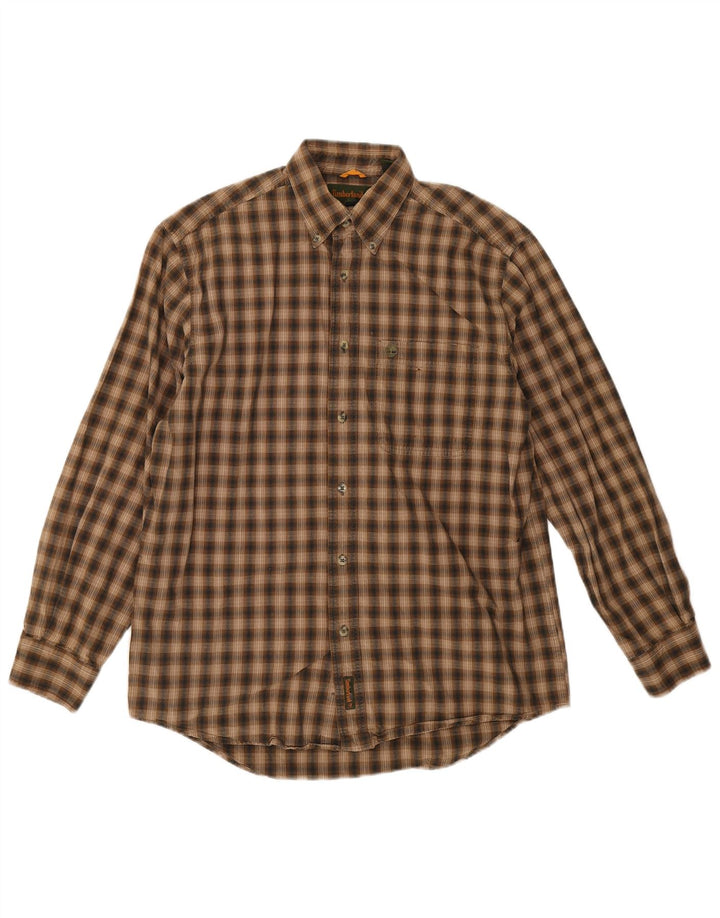 Camicia in flanella da uomo Timberland piccola in cotone a quadri marroni