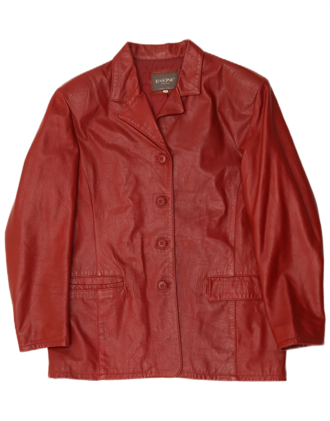 Giacca Blazer in Pelle da Donna a 4 Bottoni Barone IT 48 XL Pelle Rossa