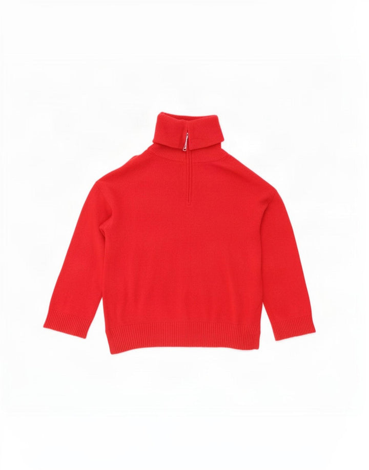 Maglione maglione da donna con collo con zip Massimo Dutti UK 16 grande lana rossa