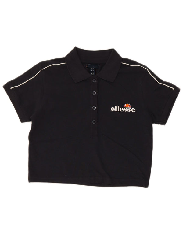 Polo corta grafica da donna Ellesse UK 6 XS cotone nero