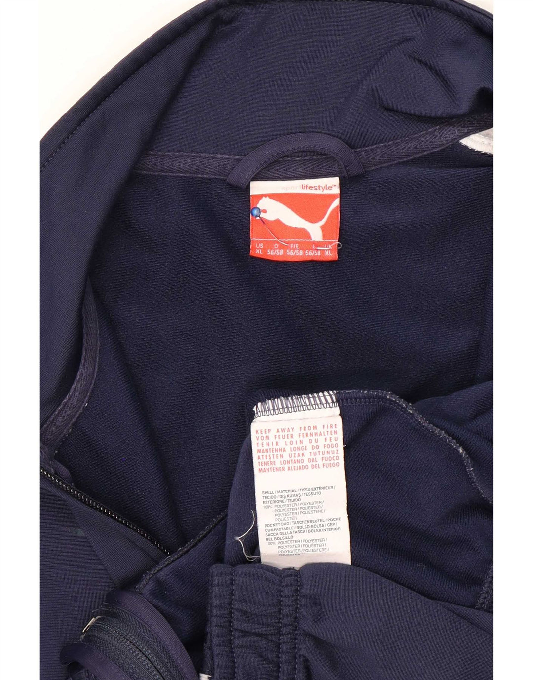 Giacca da tuta da uomo Puma XL in poliestere color block blu navy