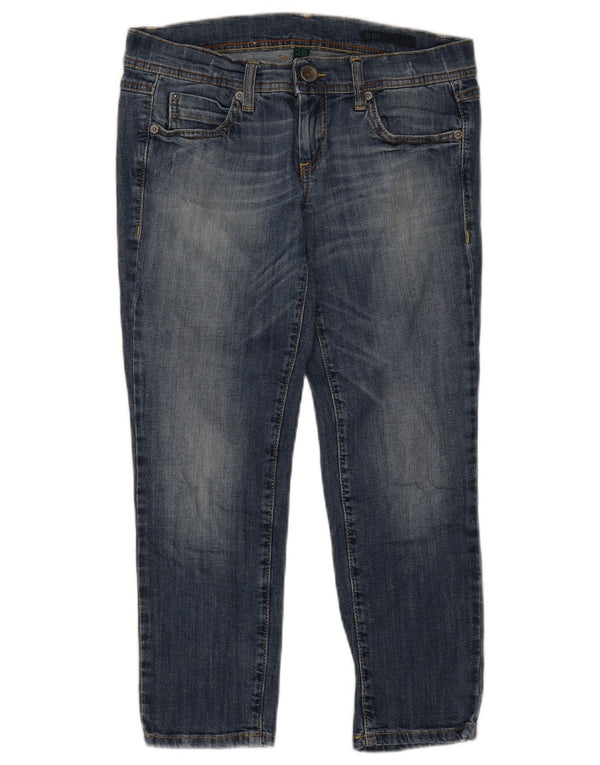 Jeans Capri Slim Fit a vita bassa da donna Benetton W28 L22 Blu