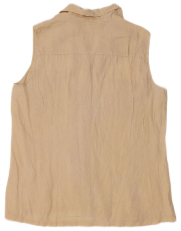 Max Mara Camicetta senza maniche da donna per il fine settimana UK 16 Lino beige grande