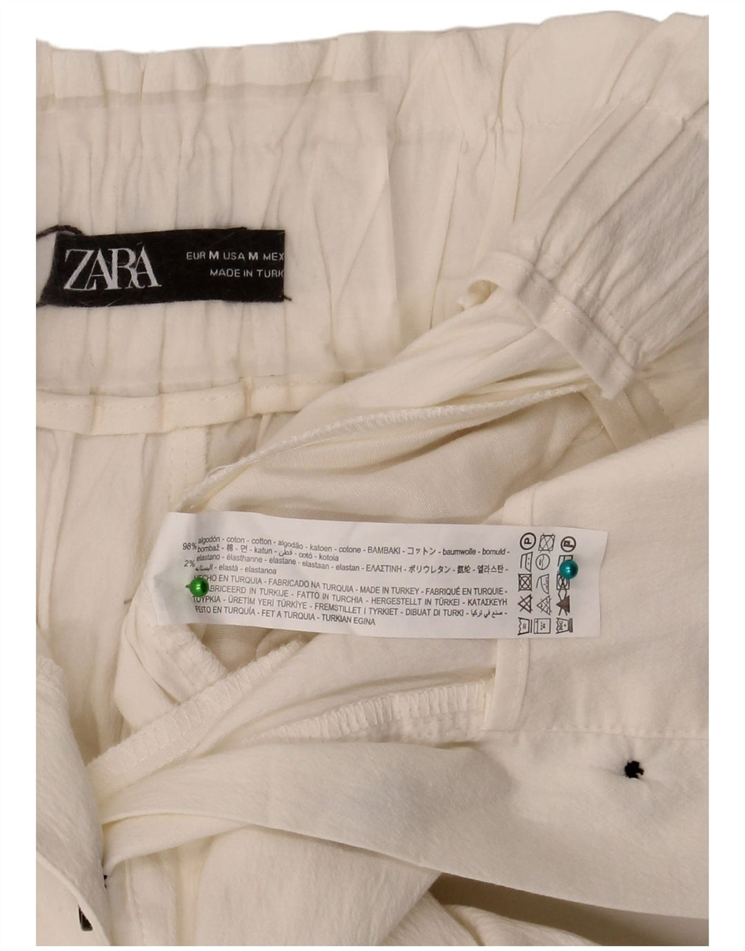 Pantaloncini a vita alta da donna Zara medi W28 cotone bianco