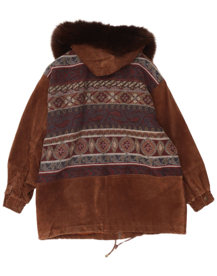 Soprabito Oversize Da Donna In Pelle Scamosciata Conbipel IT 46 Large In Pelle Paisley Marrone
