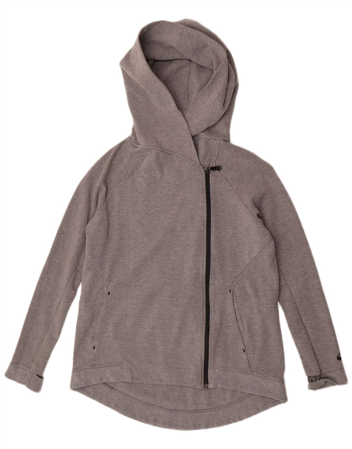 Felpa con cappuccio e zip da donna Nike UK 14 Cotone grigio medio