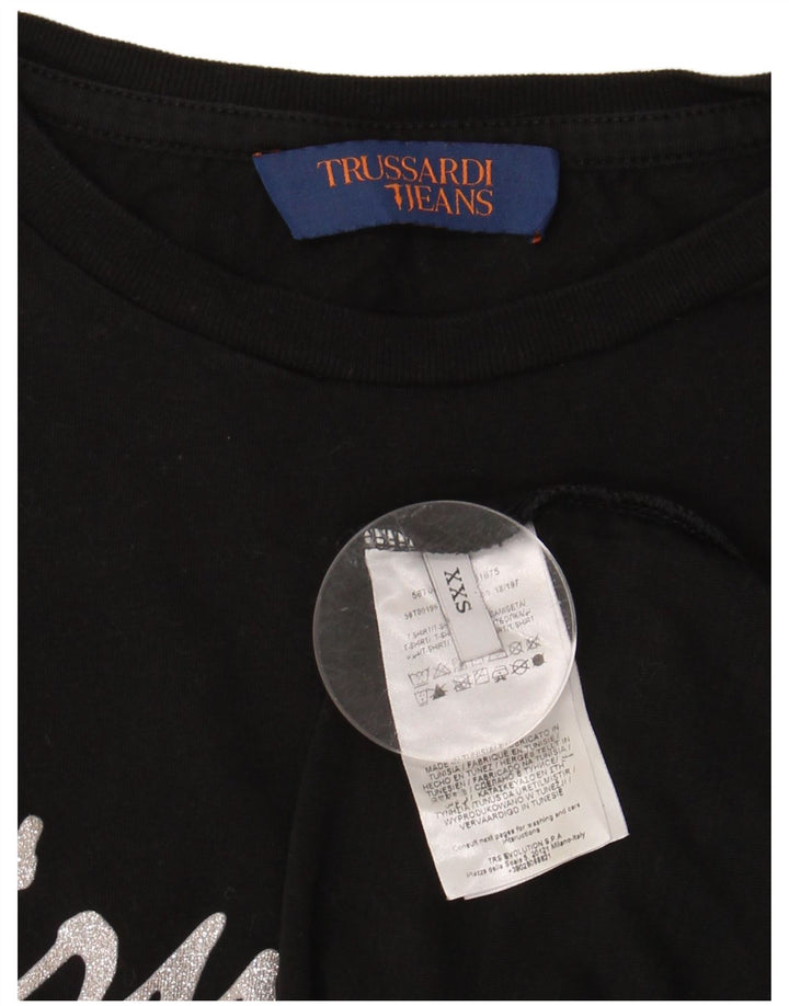 TRUSSARDI JEANS T-shirt grafica oversize da donna Top UK 2 2XS Nera