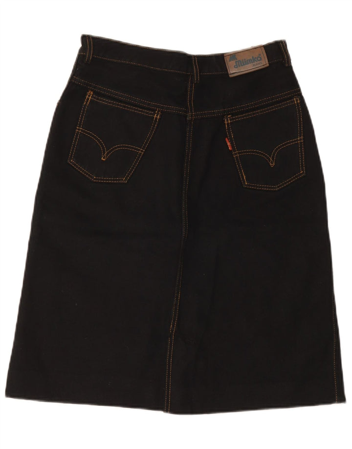 Gonna di jeans vintage da donna IT 42 media W28 cotone nero