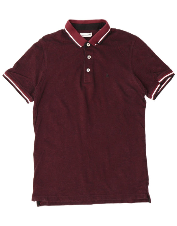 Polo da uomo a maniche corte Jack & Jones, classica in cotone bordeaux medio