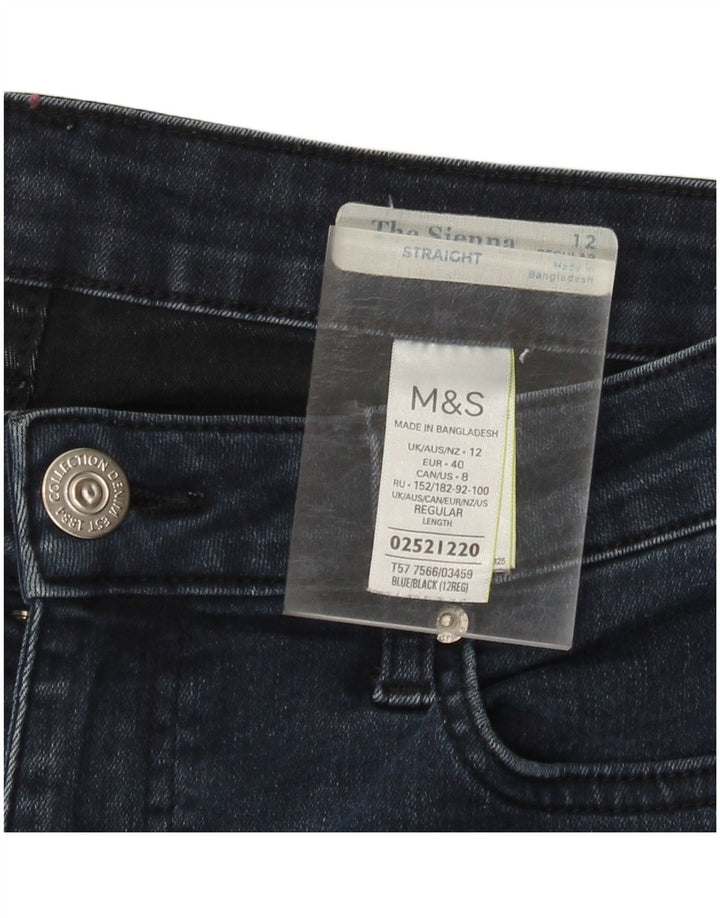 MARKS & SPENCER Jeans dritti da donna UK 12 Medio W30 L30 Blu navy