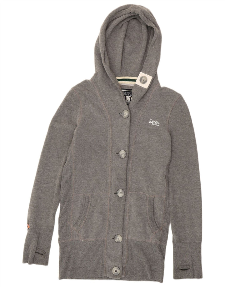 Giacca sportiva da donna con cappuccio Superdry UK 14 Cotone grigio medio