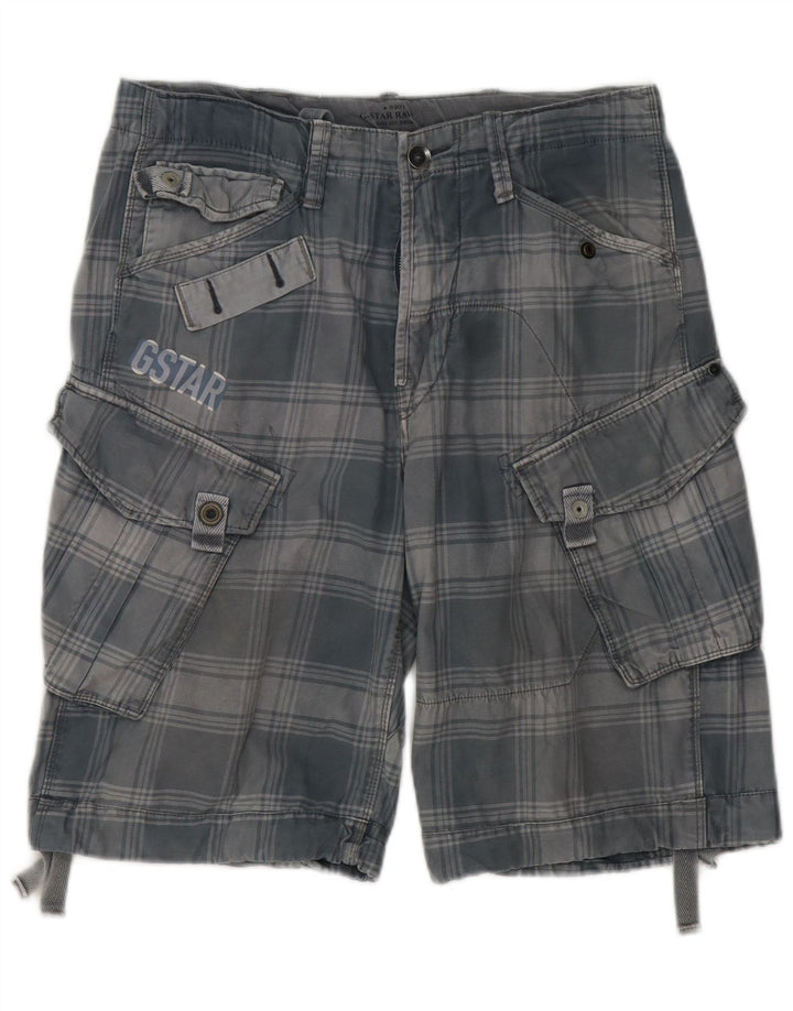 Pantaloncini cargo da uomo G-Star W32 in cotone scozzese grigio medio