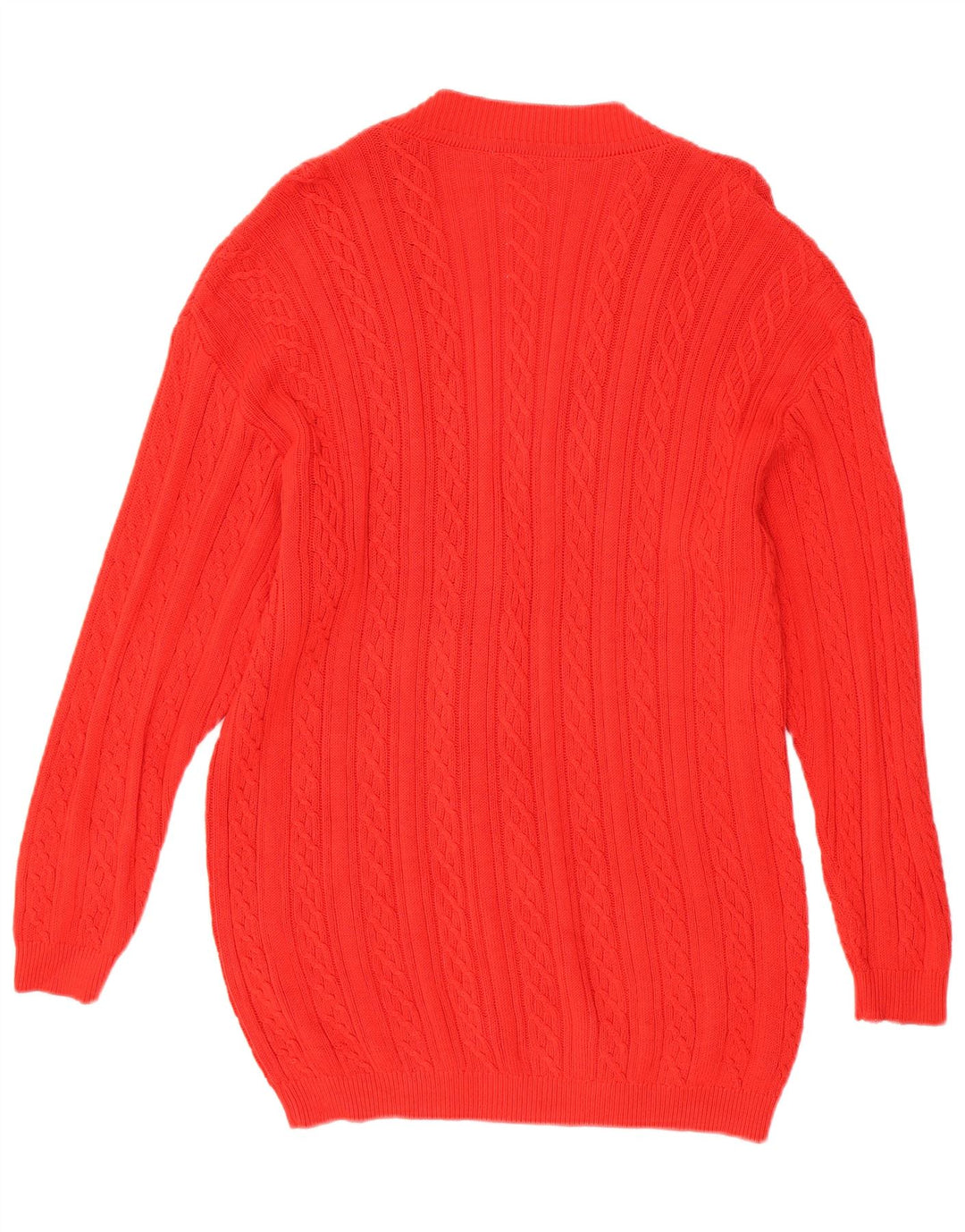 Maglione cardigan lungo oversize da donna VINTAGE UK 10 piccolo cotone rosso