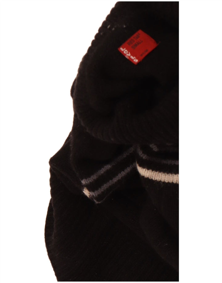 Maglione maglione a collo alto da donna LEVI'S UK 10 Lana d'agnello a righe nere piccole