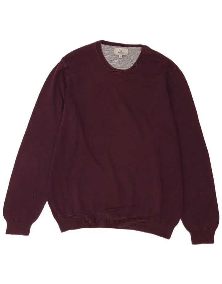 Maglione maglione girocollo vestibilità regolare da uomo Marks & Spencer grande bordeaux