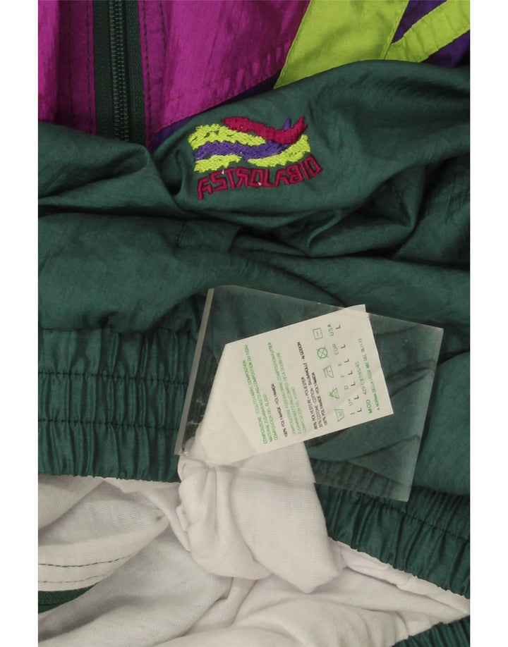 Giacca da ginnastica oversize da uomo vintage grande color block verde