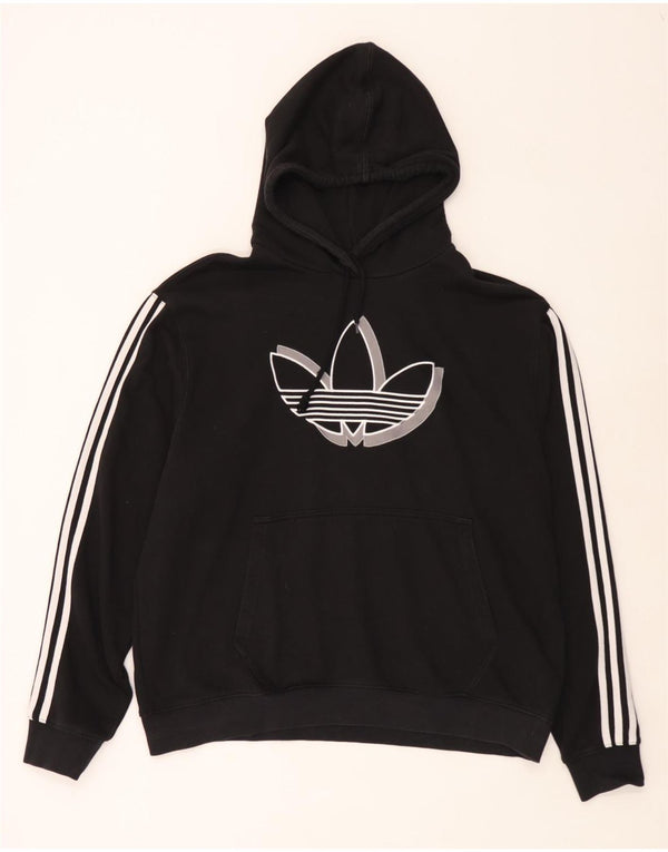Felpa con cappuccio grafica da uomo Adidas XL in cotone nero