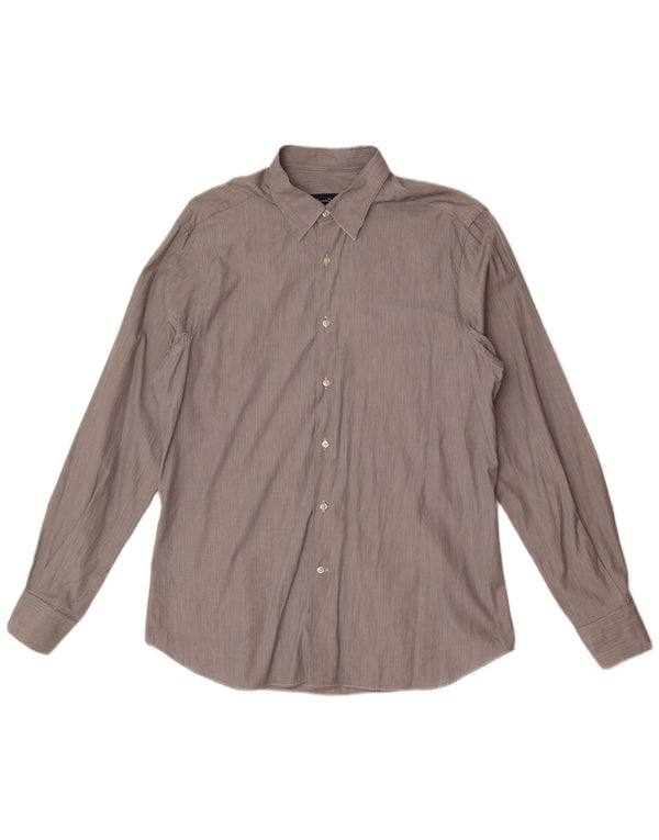 Camicia da uomo slim fit Massimo Dutti XL in cotone gessato grigio