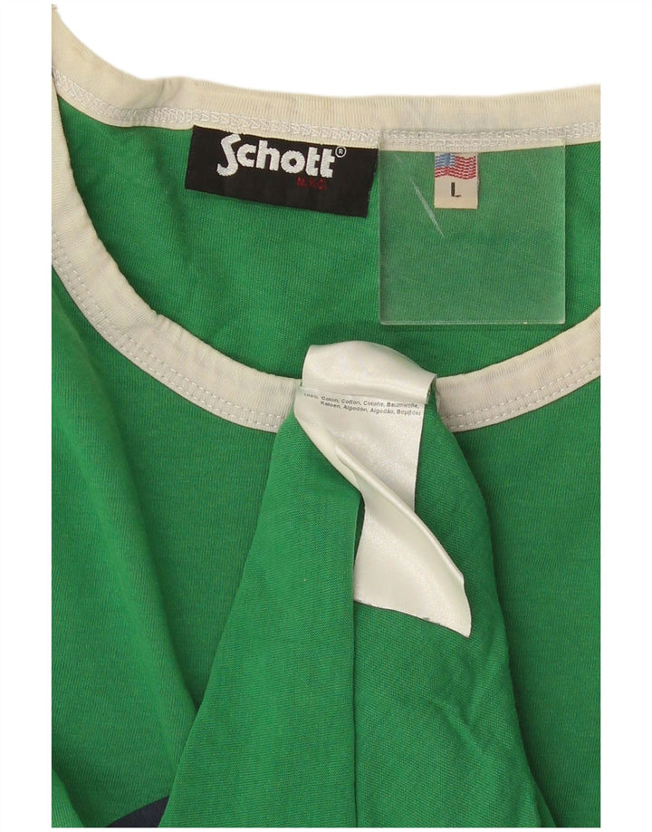 T-shirt grafica da uomo Schott Top grande in cotone verde