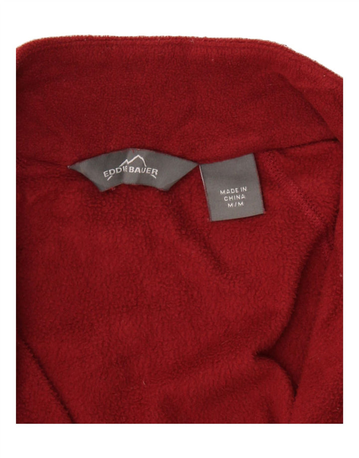 EDDIE BAUER Mens Zip Neck Fleece Jumper Medium Red Polyester Vintage Eddie Bauer and Second-Hand Eddie Bauer from Messina Hembry 