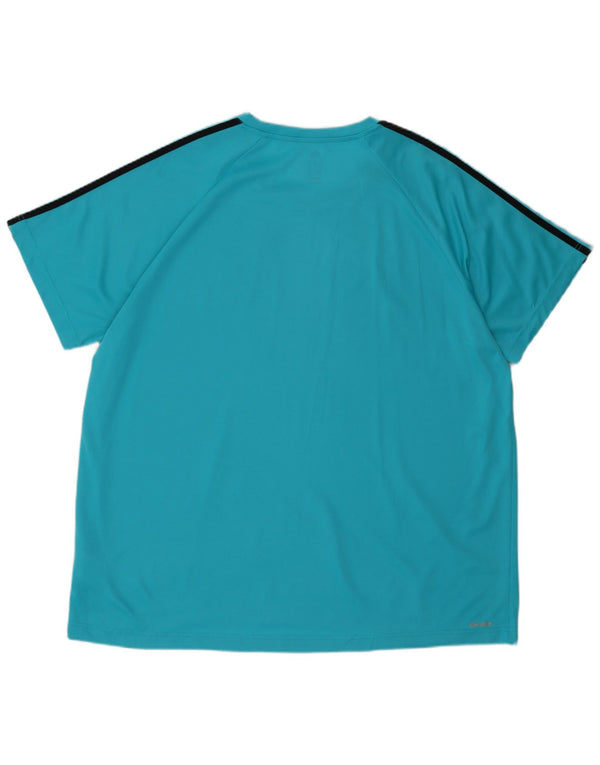 T-shirt da uomo Adidas Top XL Sport in poliestere a righe turchesi