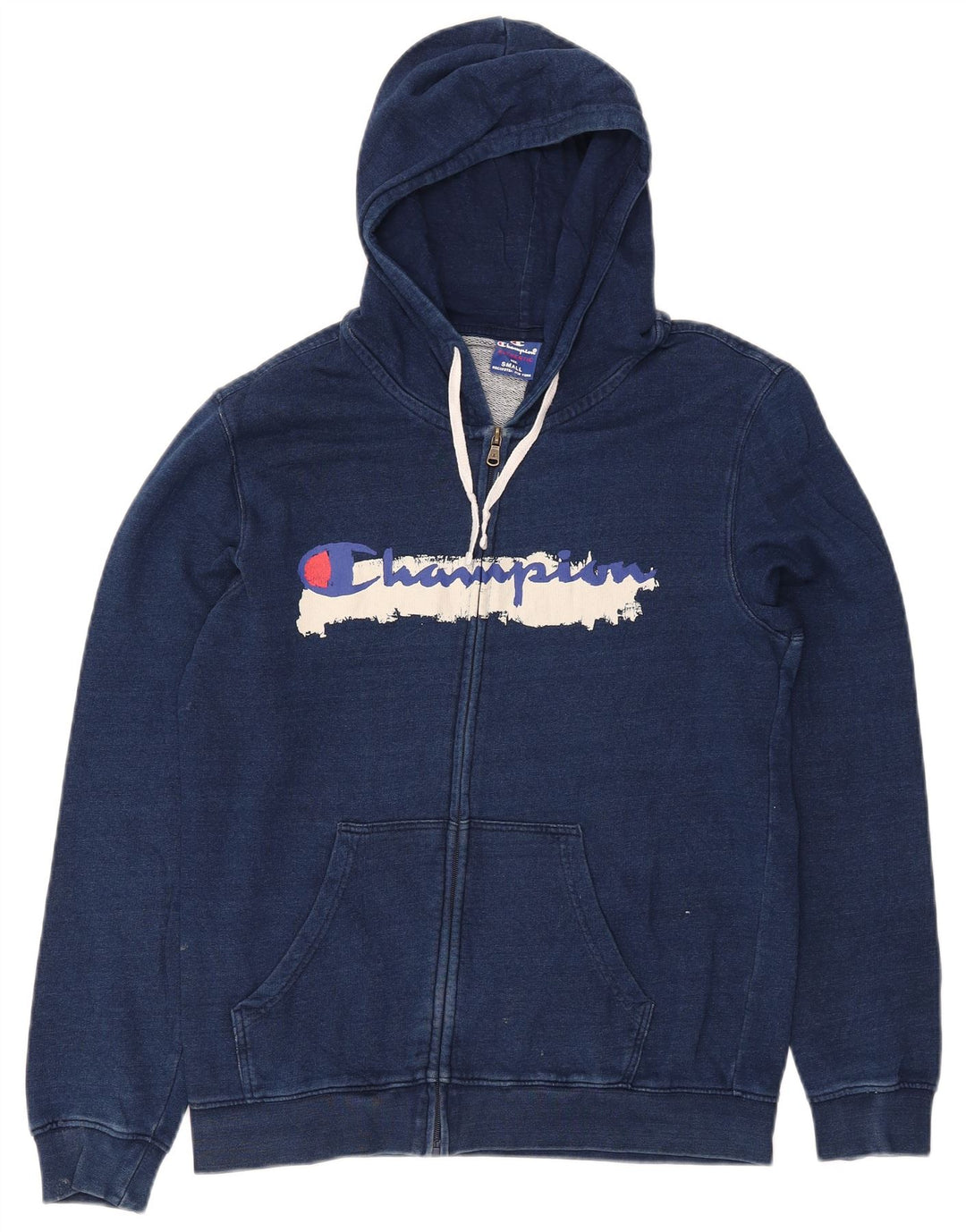 Maglione con cappuccio e zip grafica da uomo CHAMPION piccolo blu navy