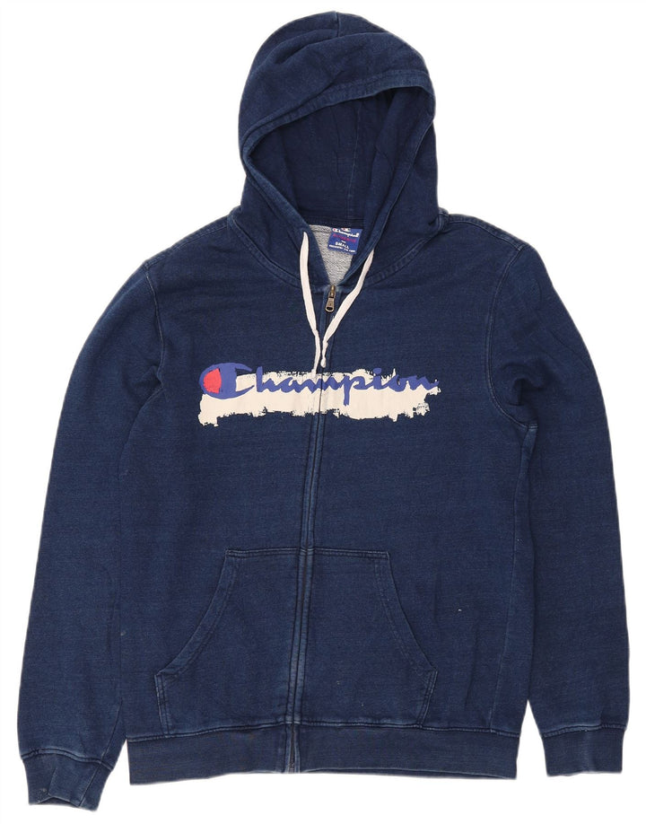 Maglione con cappuccio e zip grafica da uomo CHAMPION piccolo blu navy