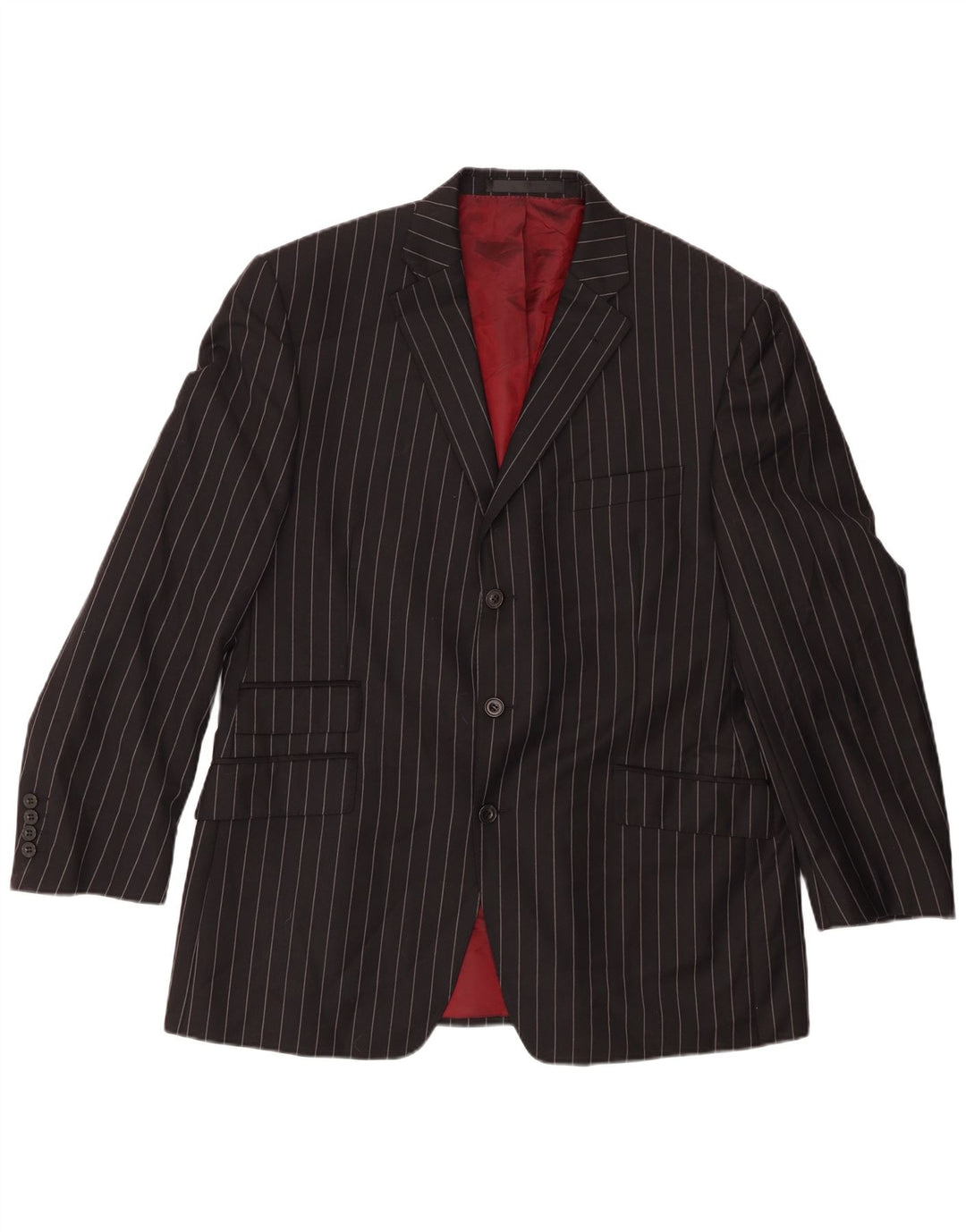 Giacca blazer a 3 bottoni Marks & Spencer da uomo UK 42 grande gessato nero