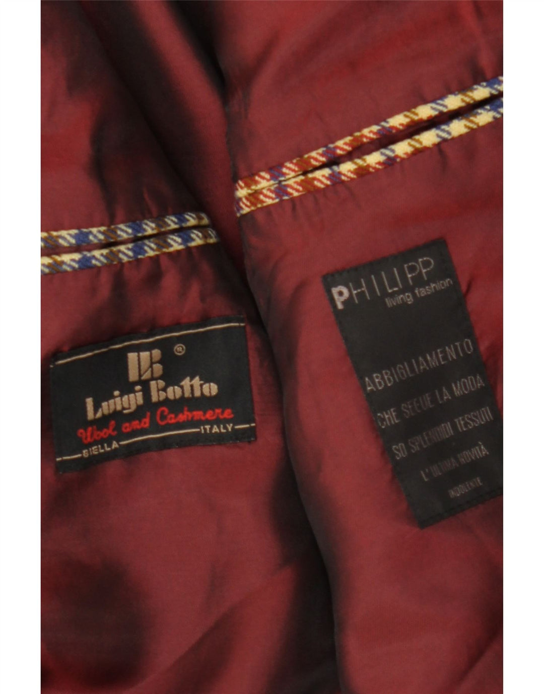 Giacca blazer da uomo a 2 bottoni Luigi Botto UK 40 grande lana pied de poule beige