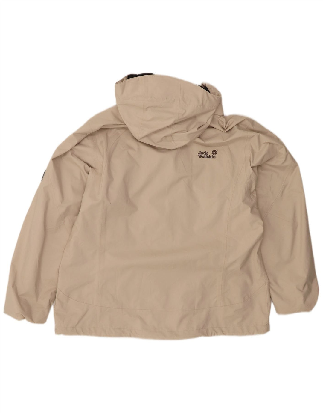 JACK WOLFSKIN Giacca antipioggia da donna con cappuccio UK 18/20 XL Poliestere beige