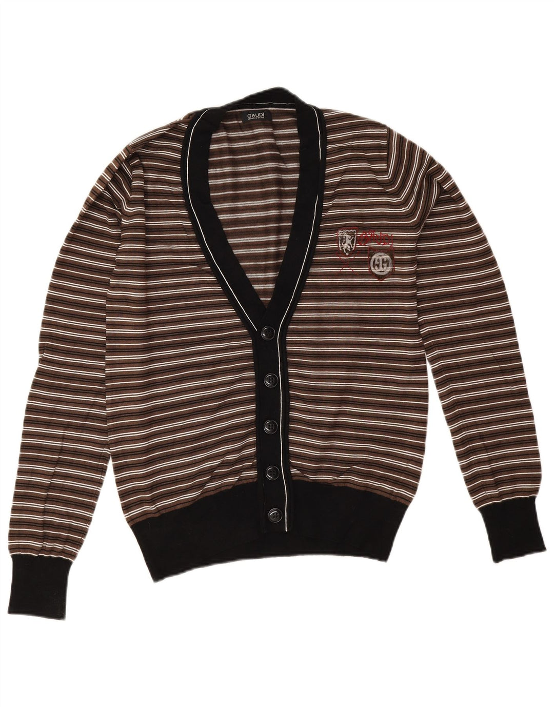 Maglione cardigan da uomo Gaudi in viscosa a righe marrone medio