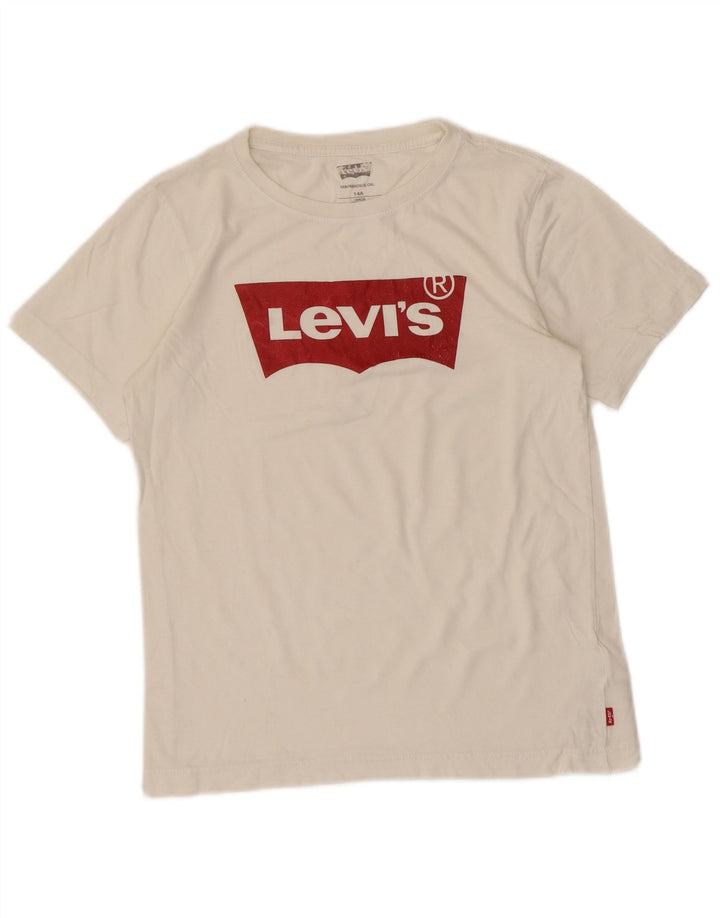 T-shirt grafica da ragazzo Levi's Top 13-14 anni in cotone bianco