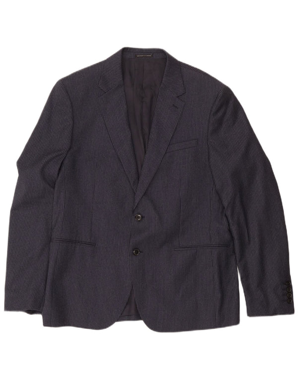 Giacca blazer da uomo a 2 bottoni Reiss UK 40 grande lana gessata blu navy
