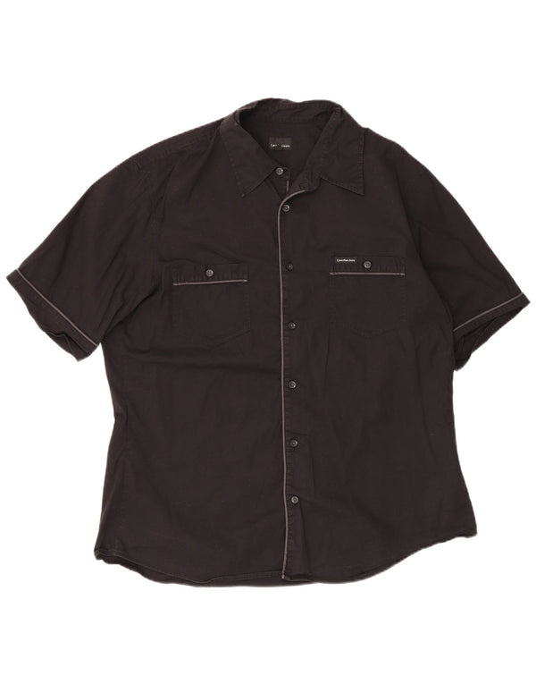 Camicia a maniche corte da uomo Calvin Klein Jeans 2XL cotone nero