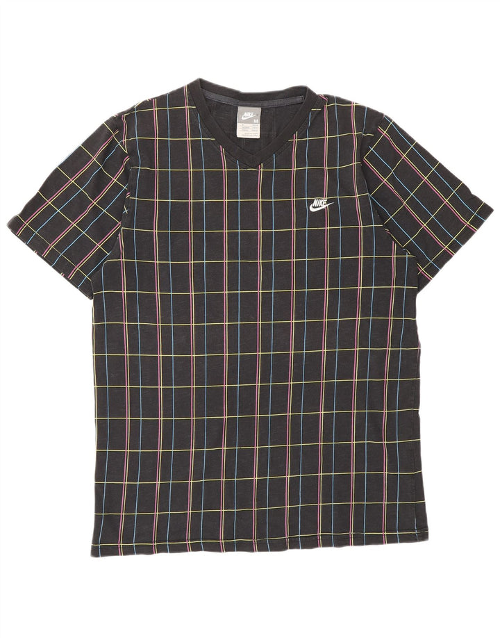 T-shirt da uomo NIKE Top UK 39/40 cotone medio nero a quadri