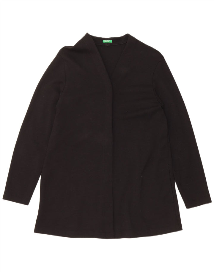 Maglione cardigan aperto lungo da donna Benetton UK 14 lana nera media