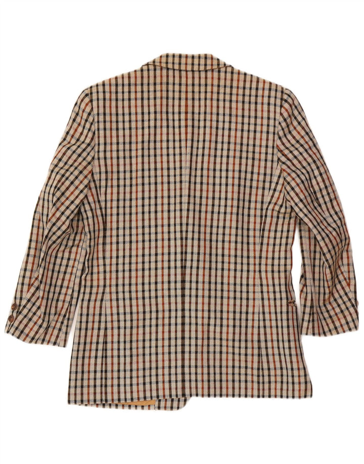 Giacca blazer a 2 bottoni da donna DAKS UK 14 beige medio a quadri