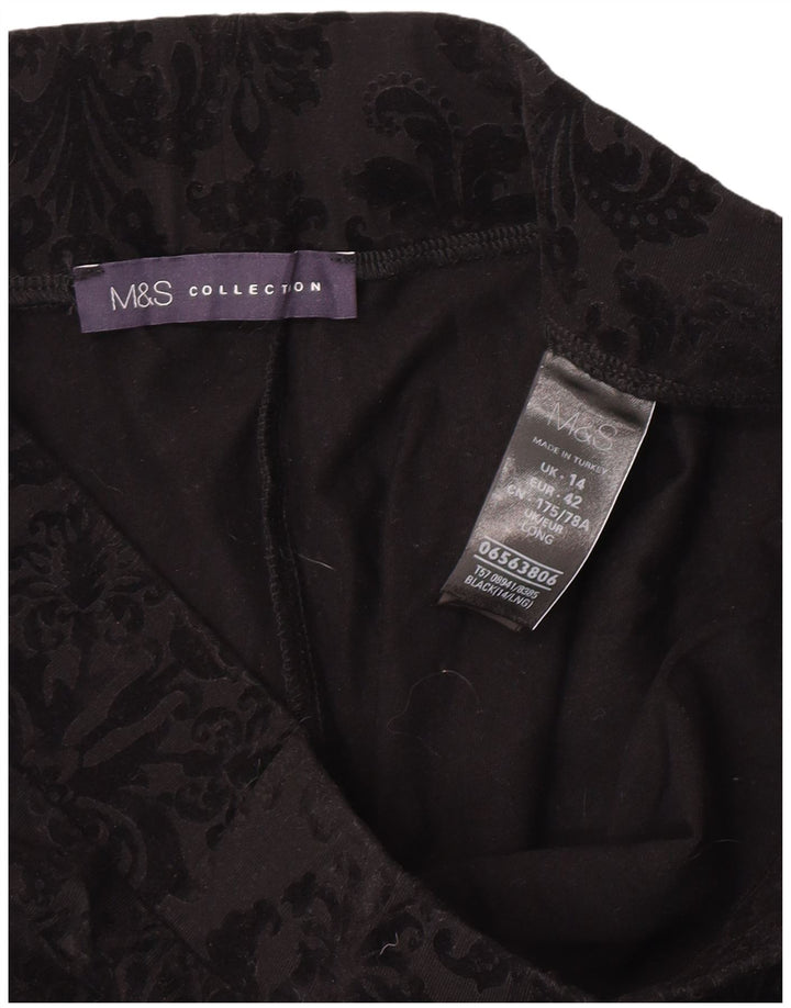 Leggings da donna Marks & Spencer UK 14 cotone Paisley nero medio