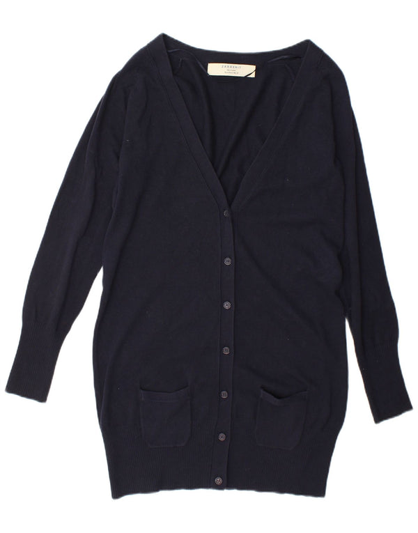 Maglione cardigan lungo da donna Zara UK 14 grande blu navy
