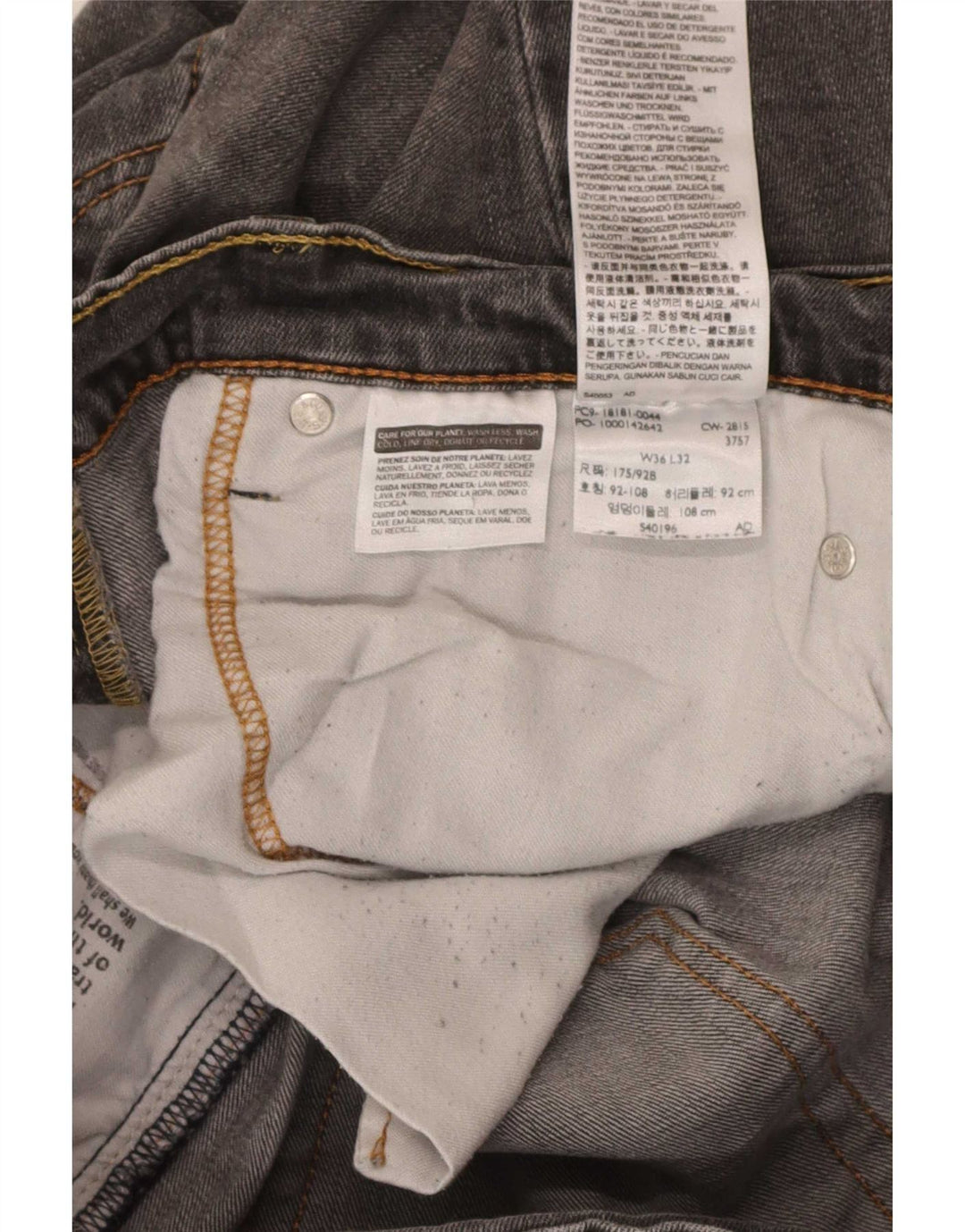 Levi's Uomo 541 Slim Jeans W36 L32 Cotone Grigio