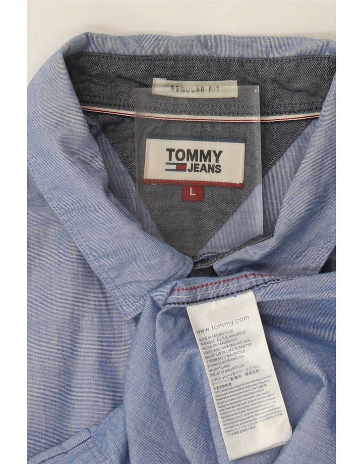 Camicia da uomo Regular Fit Tommy Hilfiger Large in cotone blu